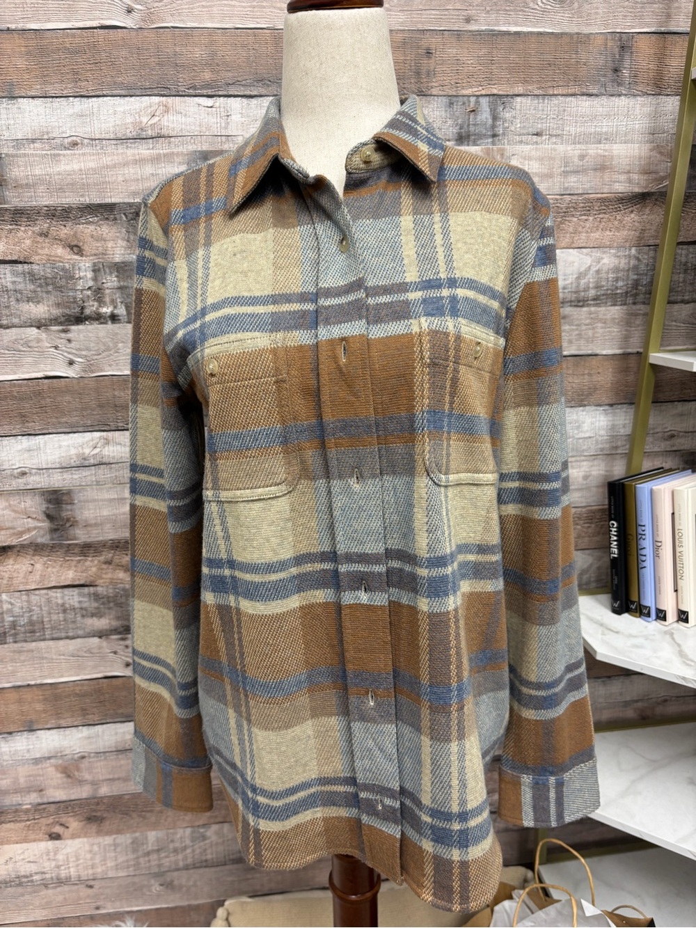 Faherty Brown/Blue Plaid Overshirt Jacket Faherty Legend Style